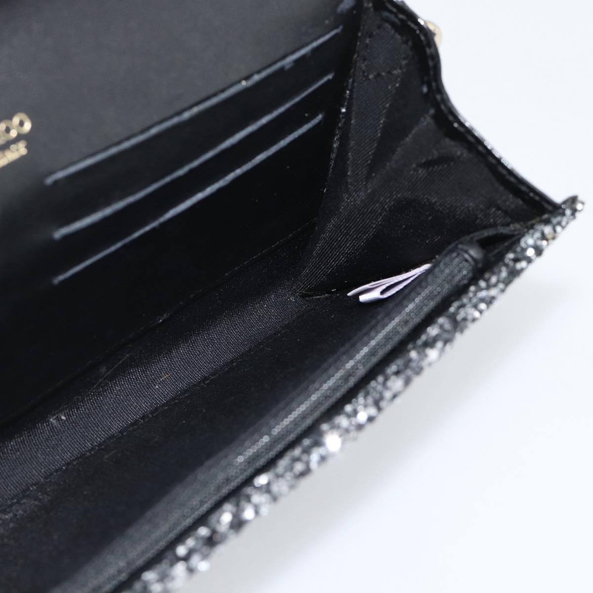Jimmy Choo Glitter Chain Hand Bag Sequin Black Gold Tone Auth BA14167