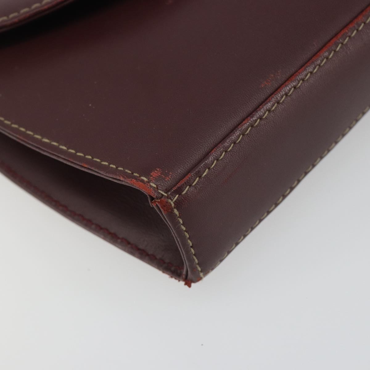 CARTIER Must Line Shoulder Bag Leather Bordeaux Gold Auth BA14172