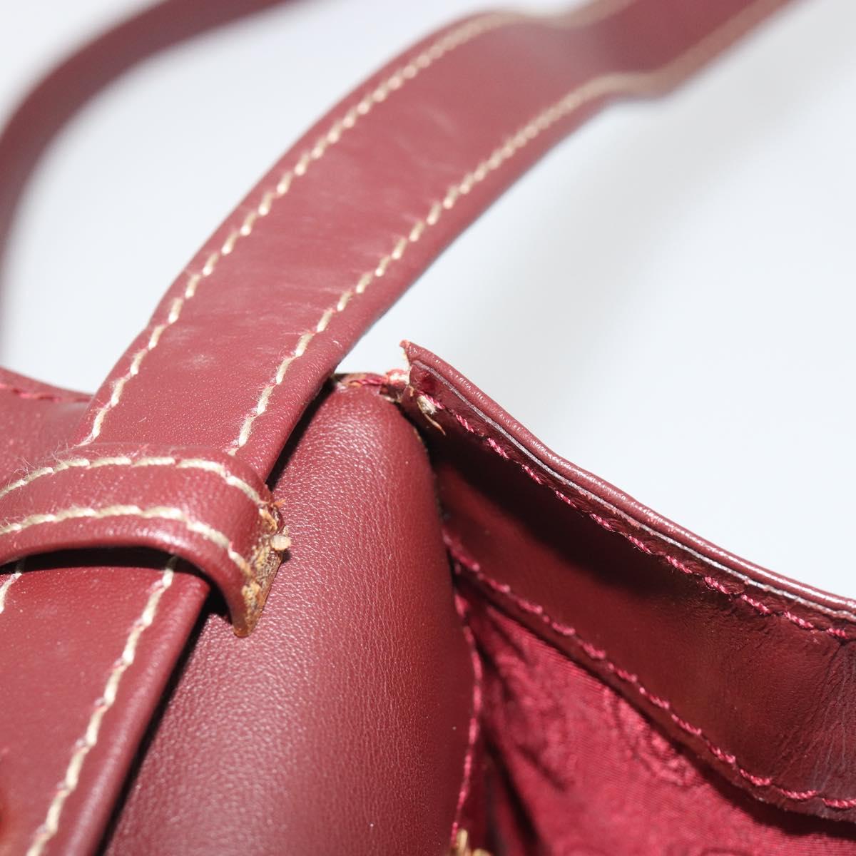 CARTIER Must Line Shoulder Bag Leather Bordeaux Gold Auth BA14172