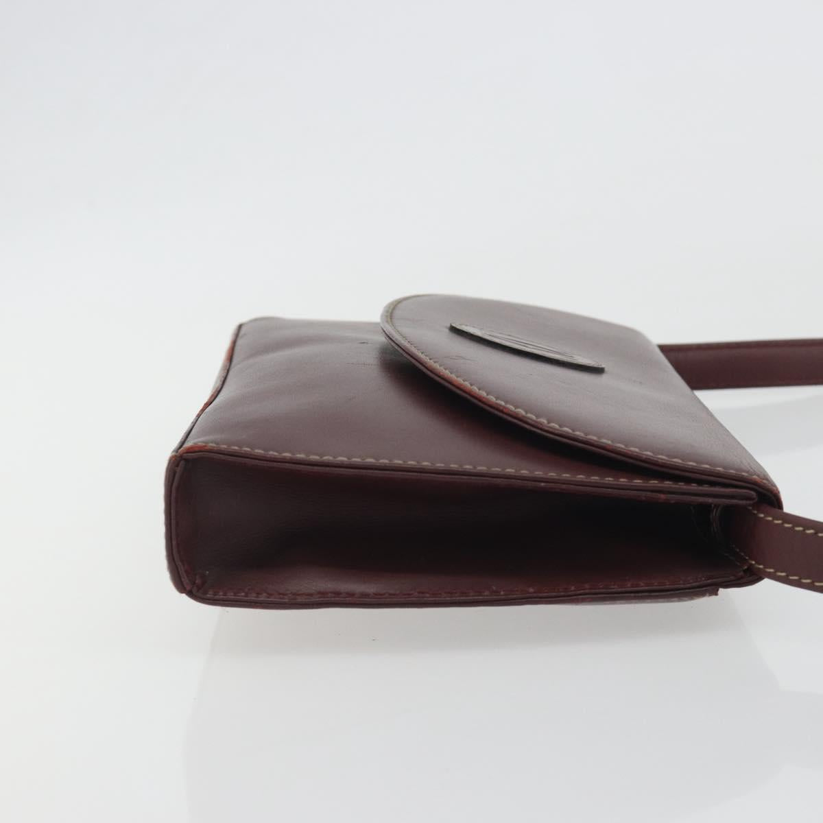 CARTIER Must Line Shoulder Bag Leather Bordeaux Gold Auth BA14172