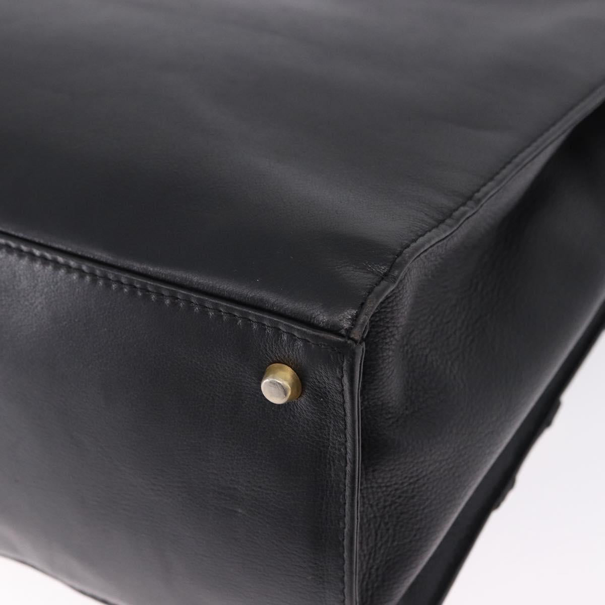Gianni Versace Tote Bag Leather Black Gold Tone Auth BA14178V