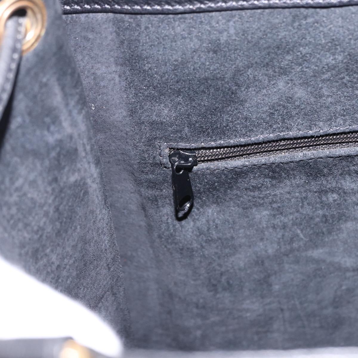 Gianni Versace Tote Bag Leather Black Gold Tone Auth BA14178V