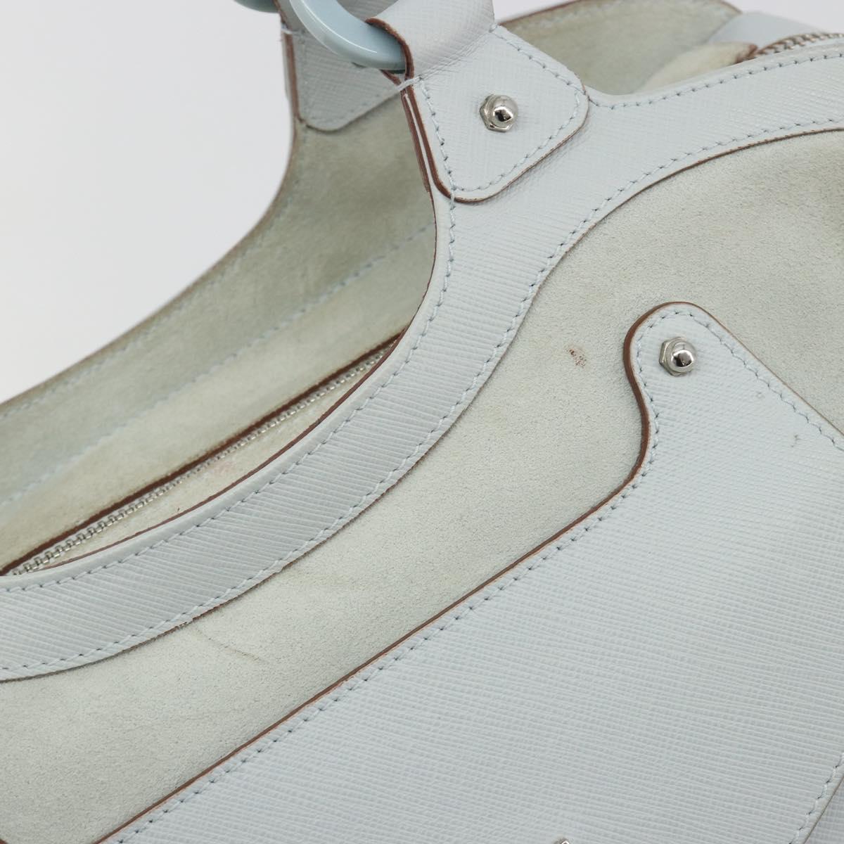 Salvatore Ferragamo Gancini Hand Bag Suede Light Blue Silver Auth BA14181