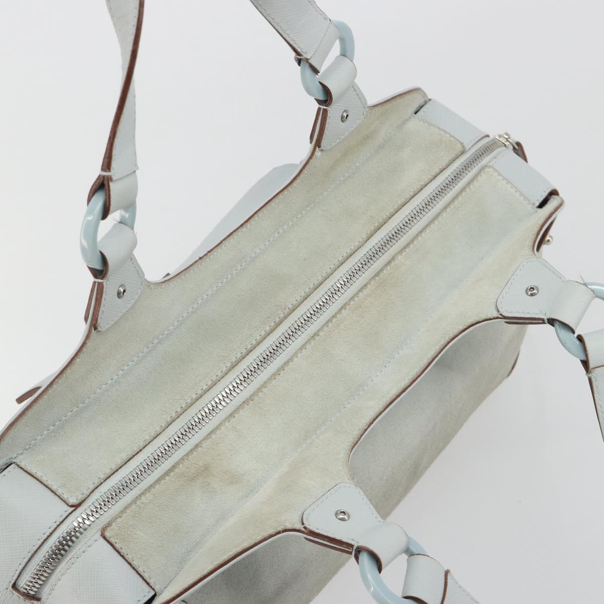 Salvatore Ferragamo Gancini Hand Bag Suede Light Blue Silver Auth BA14181