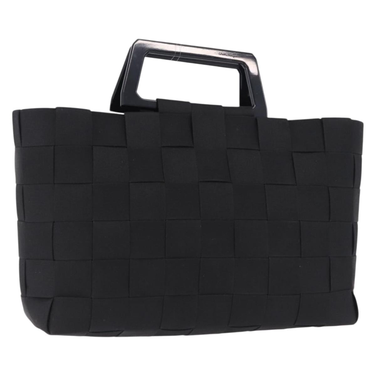 Salvatore Ferragamo Hand Bag Canvas Black Silver Auth BA14183