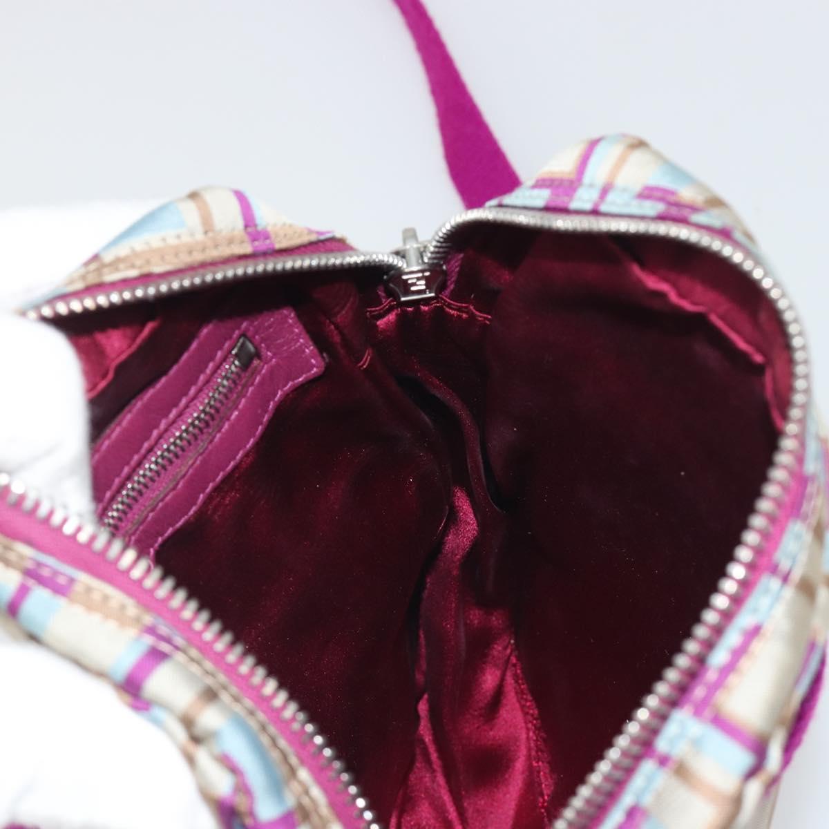 FENDI Zucca Canvas Shoulder Bag Purple Silver Auth BA14184