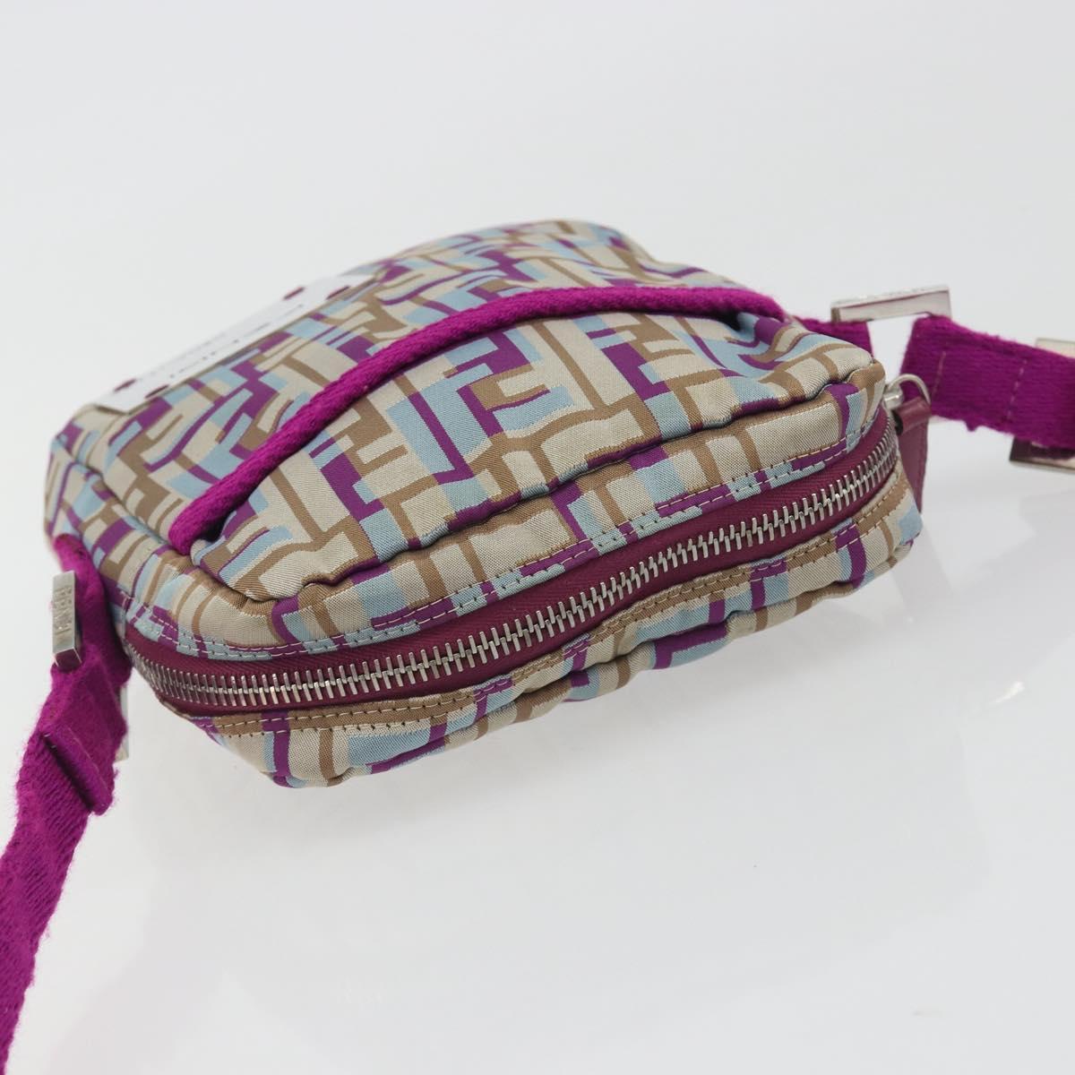 FENDI Zucca Canvas Shoulder Bag Purple Silver Auth BA14184