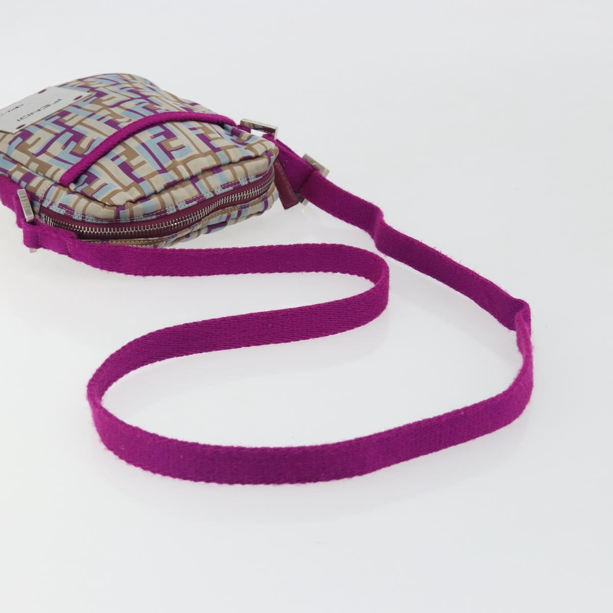 FENDI Zucca Canvas Shoulder Bag Purple Silver Auth BA14184