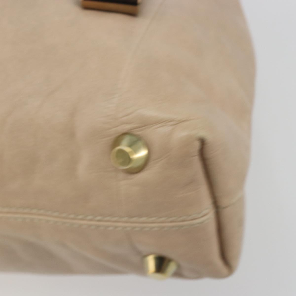 Chloe Victoria Hand Bag Leather 2way Beige Gold Auth BA14185A