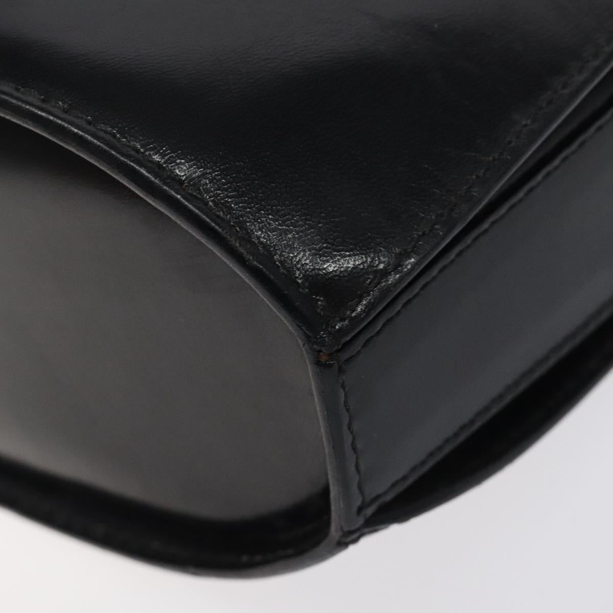 BALLY Shoulder Bag Leather Black Gold Auth BA1419