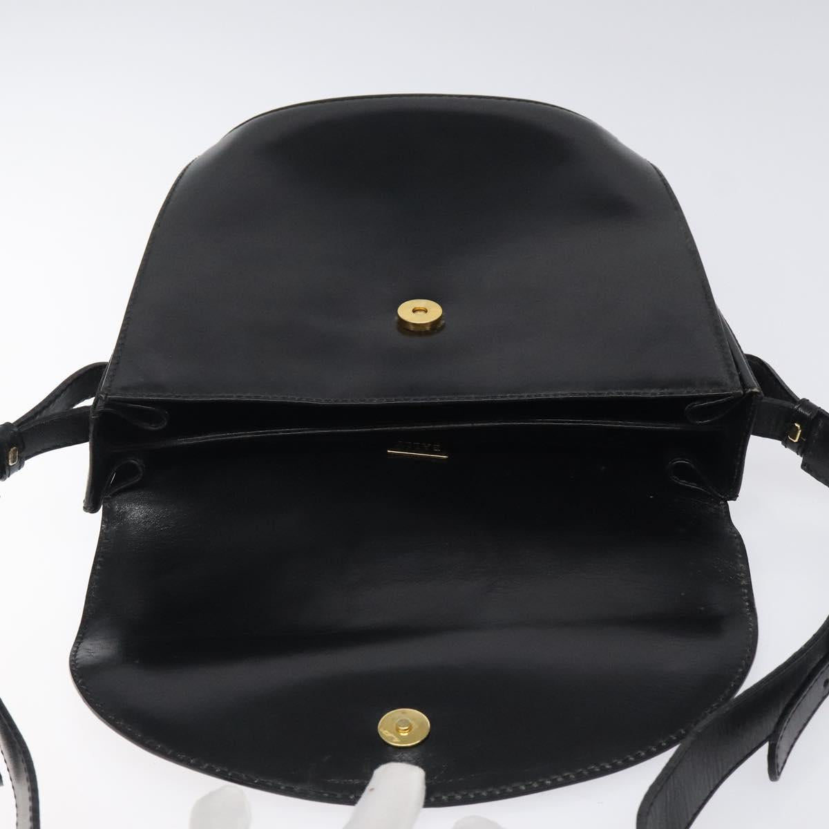 BALLY Shoulder Bag Leather Black Gold Auth BA1419