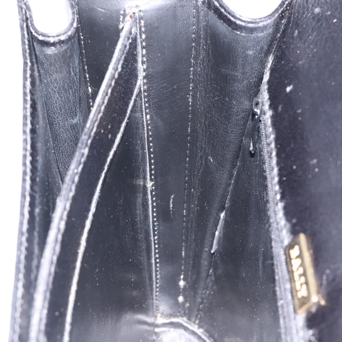 BALLY Shoulder Bag Leather Black Gold Auth BA1419