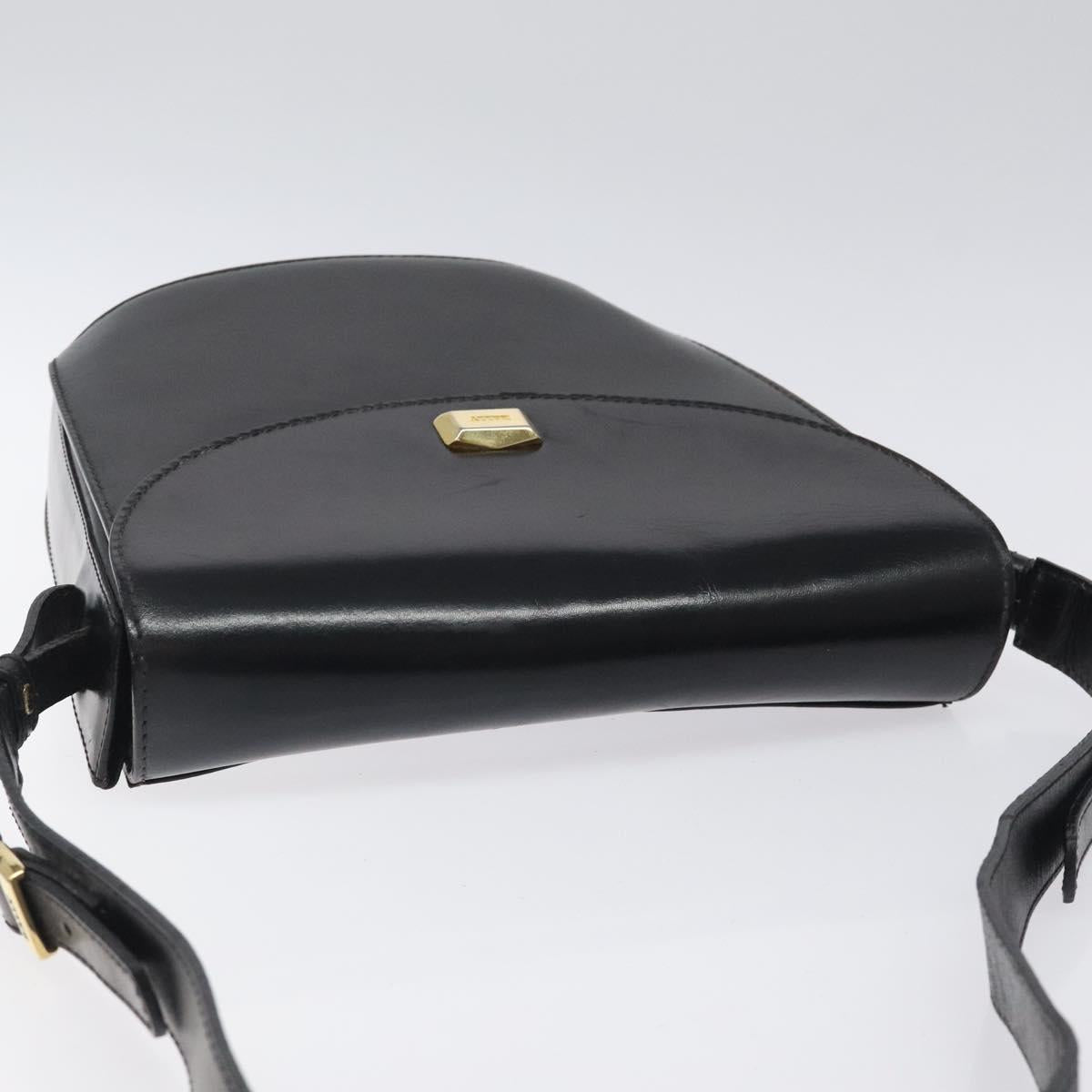 BALLY Shoulder Bag Leather Black Gold Auth BA1419