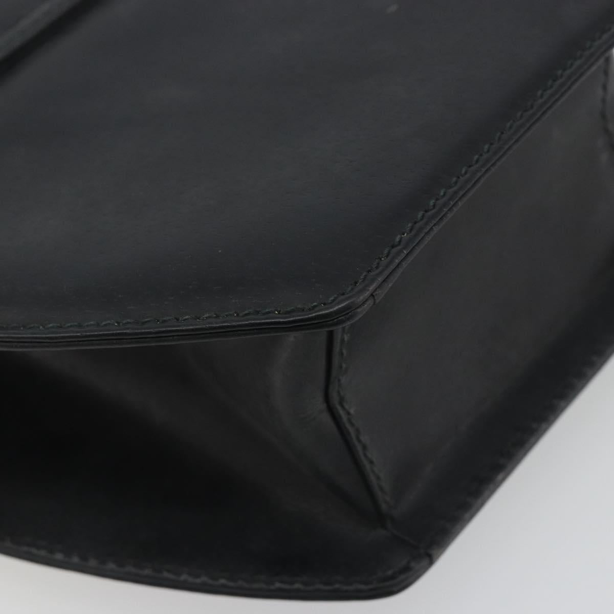 GUCCI Shoulder Bag Leather Black Gold Auth BA14193