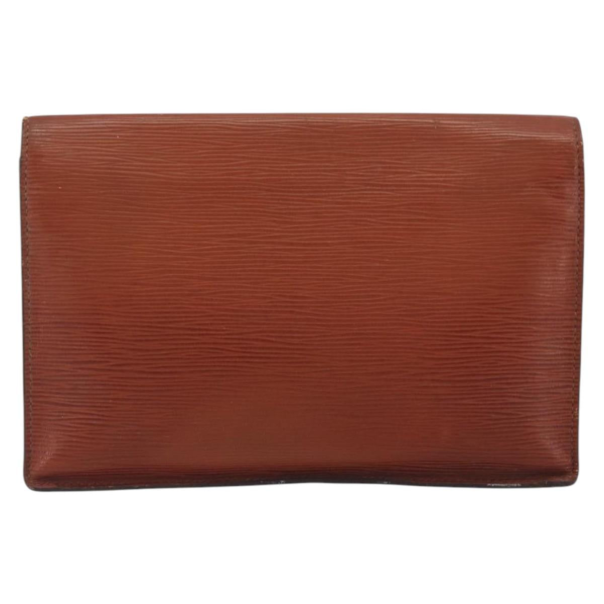 LOUIS VUITTON Epi Sellier Dragonne Clutch Bag Brown M52613 LV Auth BA14195