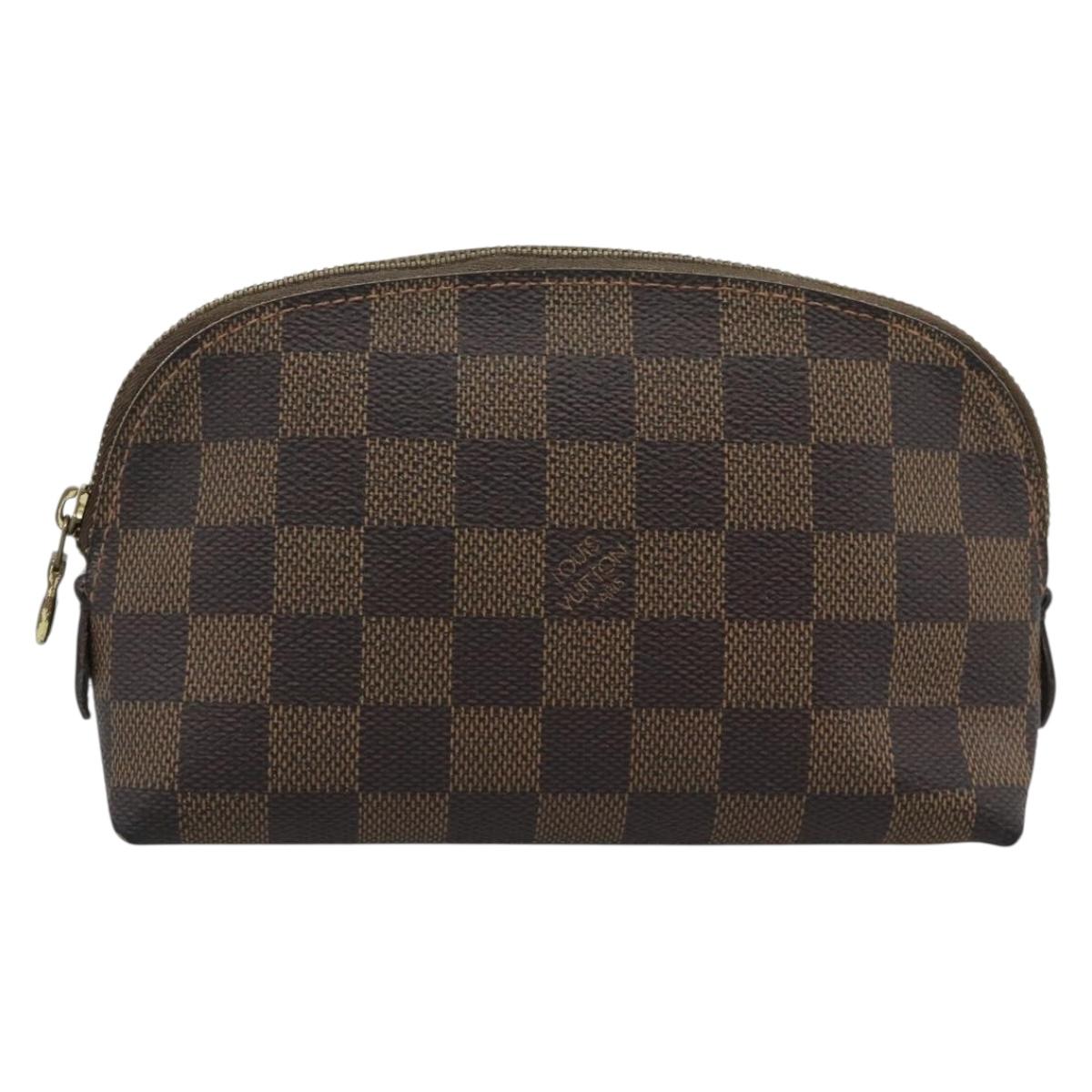 LOUIS VUITTON Damier Ebene Pochette Cosmetic PM Pouch N47516 LV Auth BA14196