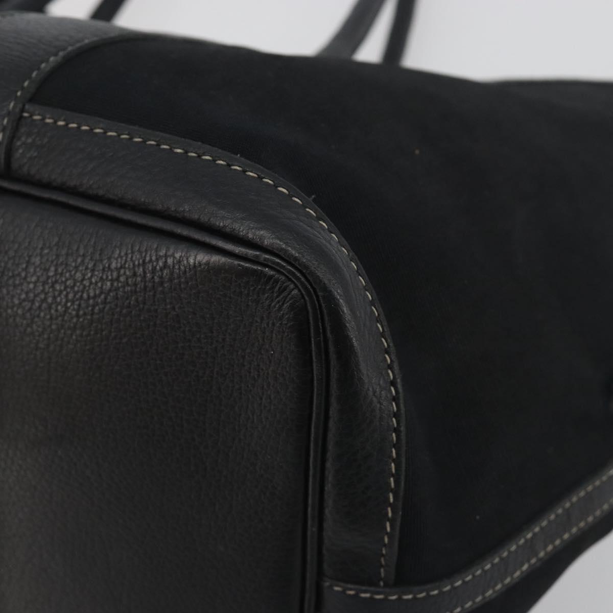HERMES Garden Party PM Hand Bag Canvas Black Silver Auth BA14200