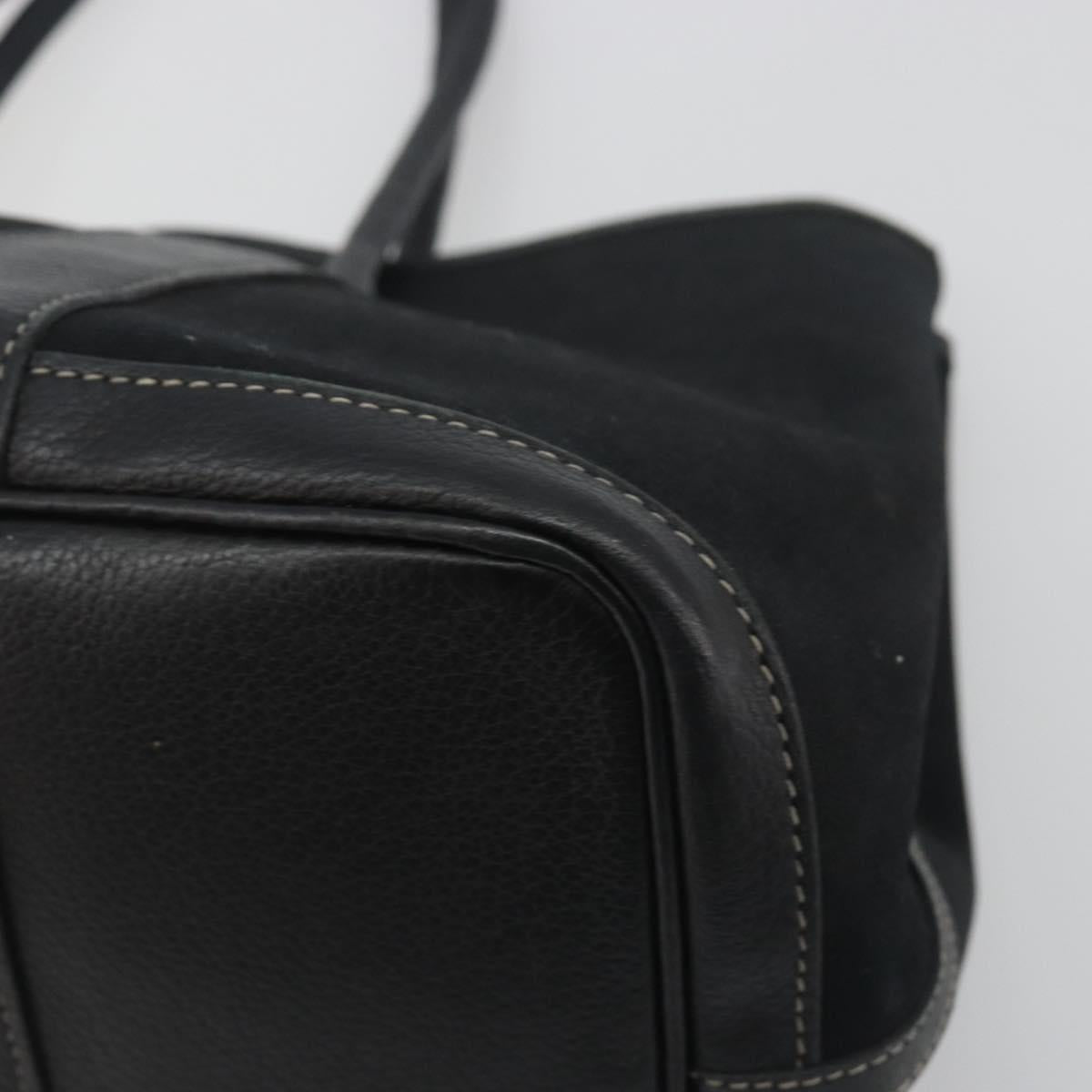 HERMES Garden Party PM Hand Bag Canvas Black Silver Auth BA14200