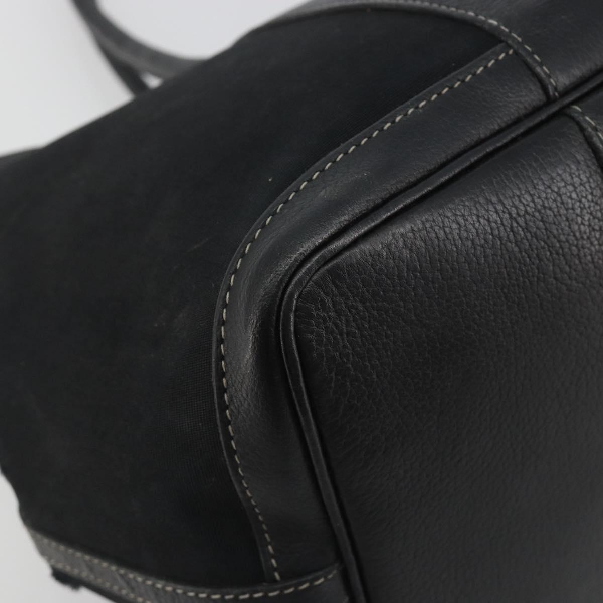 HERMES Garden Party PM Hand Bag Canvas Black Silver Auth BA14200