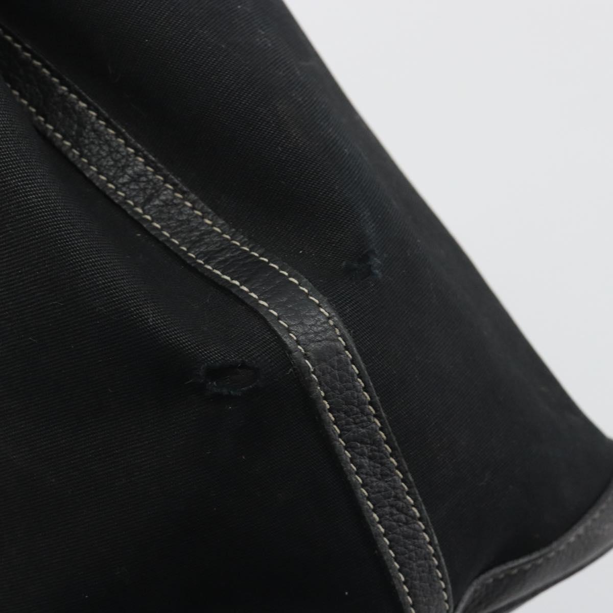 HERMES Garden Party PM Hand Bag Canvas Black Silver Auth BA14200
