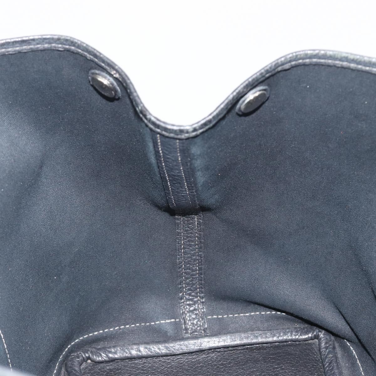 HERMES Garden Party PM Hand Bag Canvas Black Silver Auth BA14200