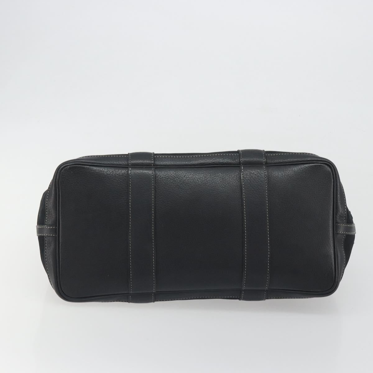 HERMES Garden Party PM Hand Bag Canvas Black Silver Auth BA14200