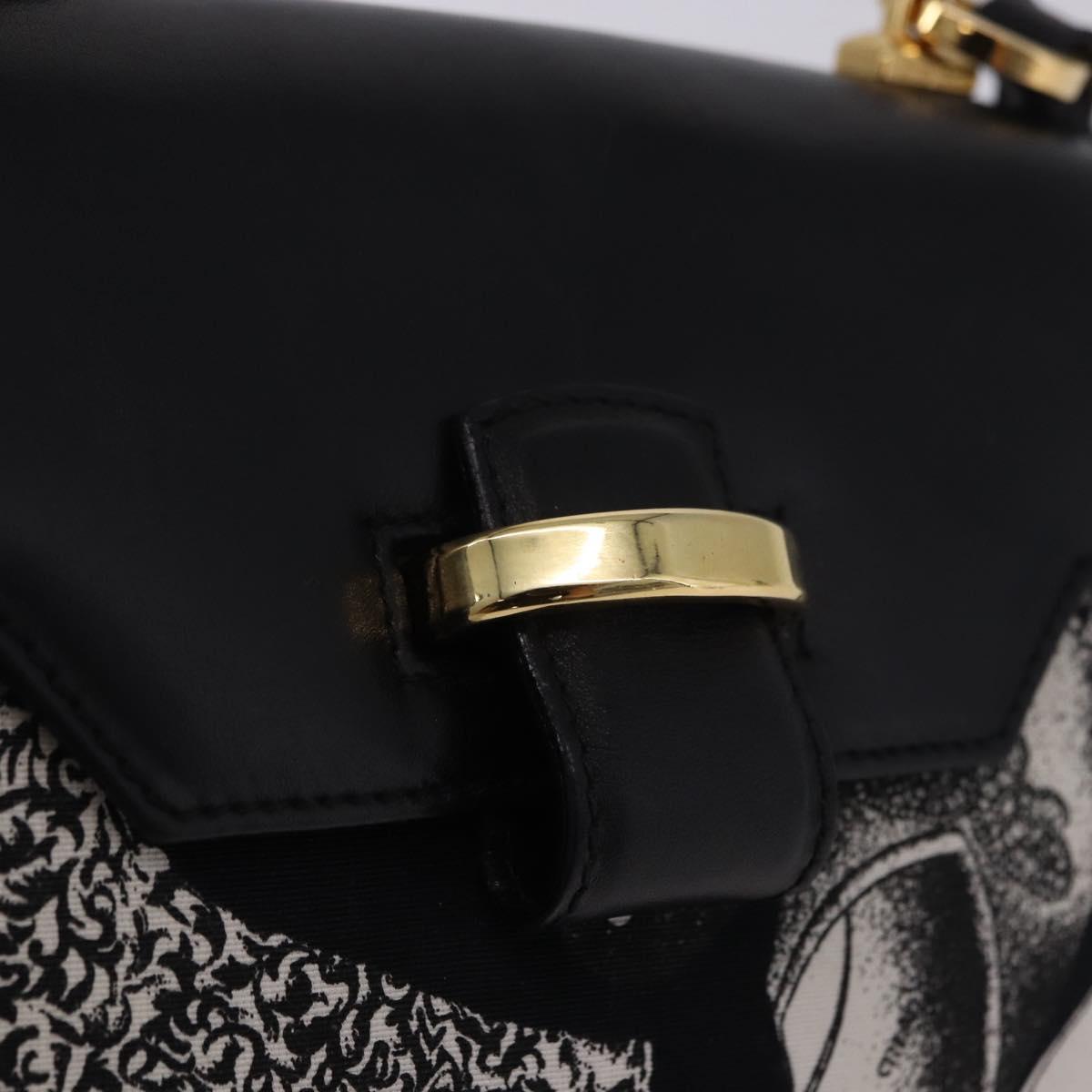 Salvatore Ferragamo Shoulder Bag Canvas Black Gold Auth BA14201A