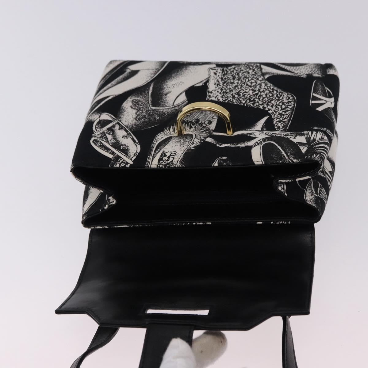 Salvatore Ferragamo Shoulder Bag Canvas Black Gold Auth BA14201A