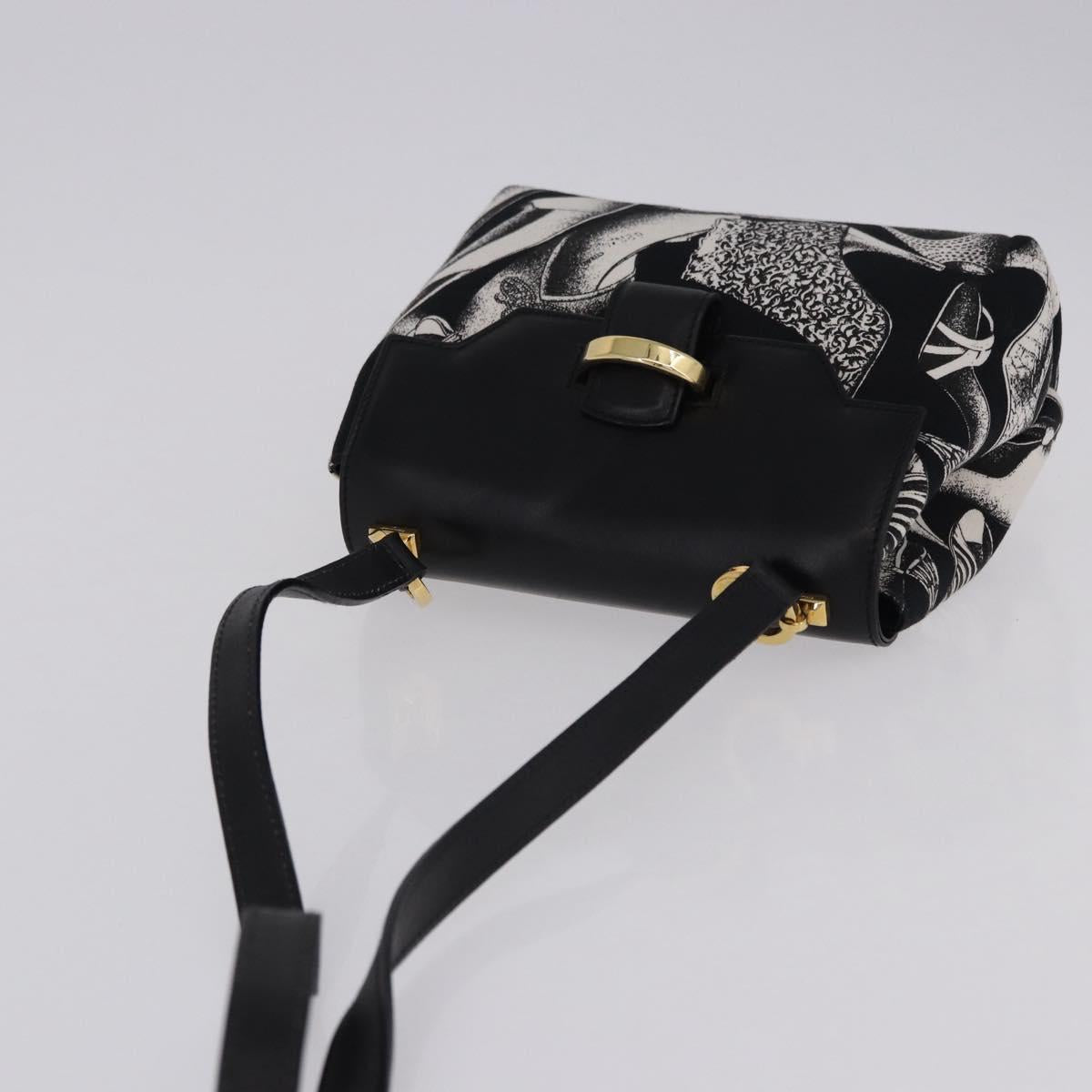 Salvatore Ferragamo Shoulder Bag Canvas Black Gold Auth BA14201A