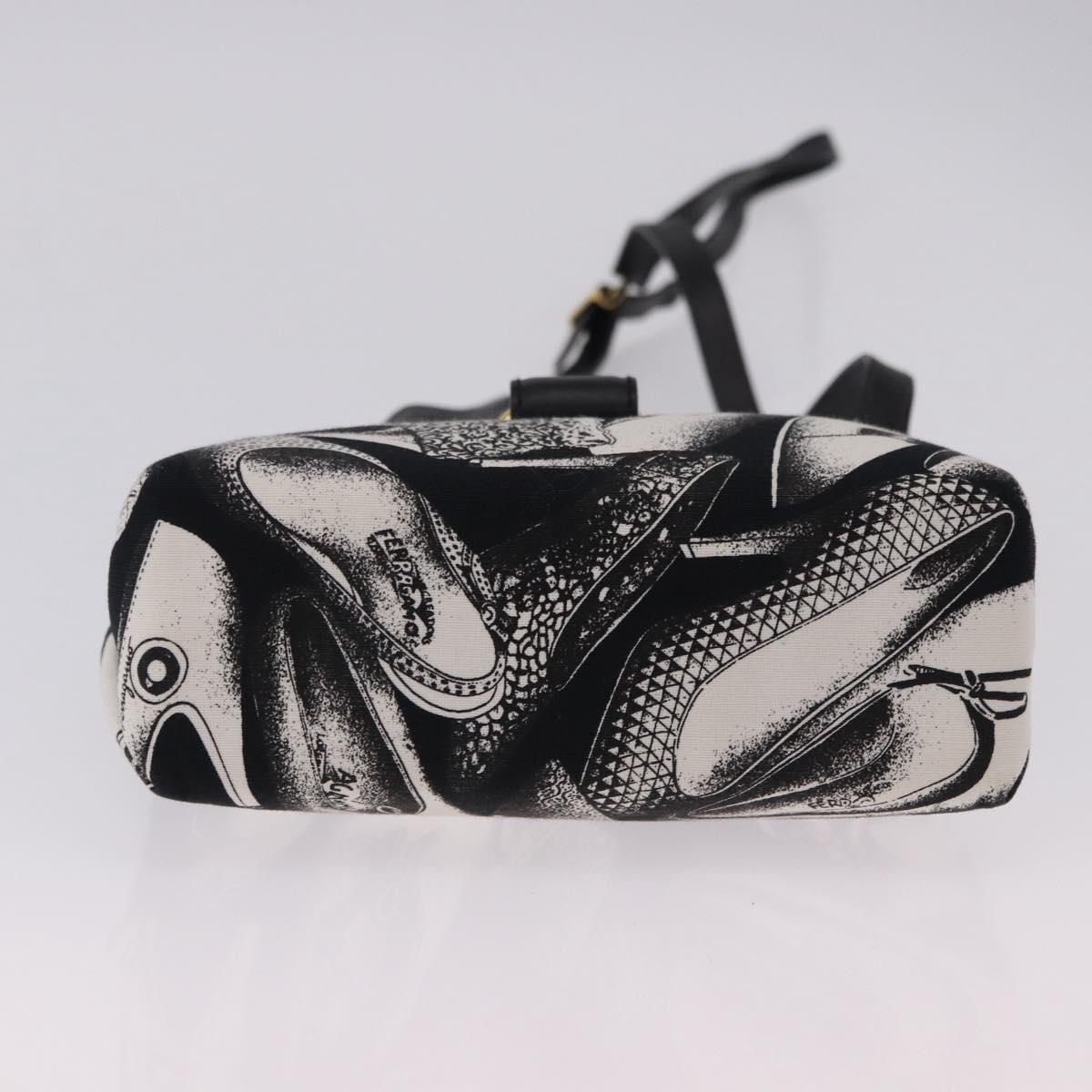 Salvatore Ferragamo Shoulder Bag Canvas Black Gold Auth BA14201A
