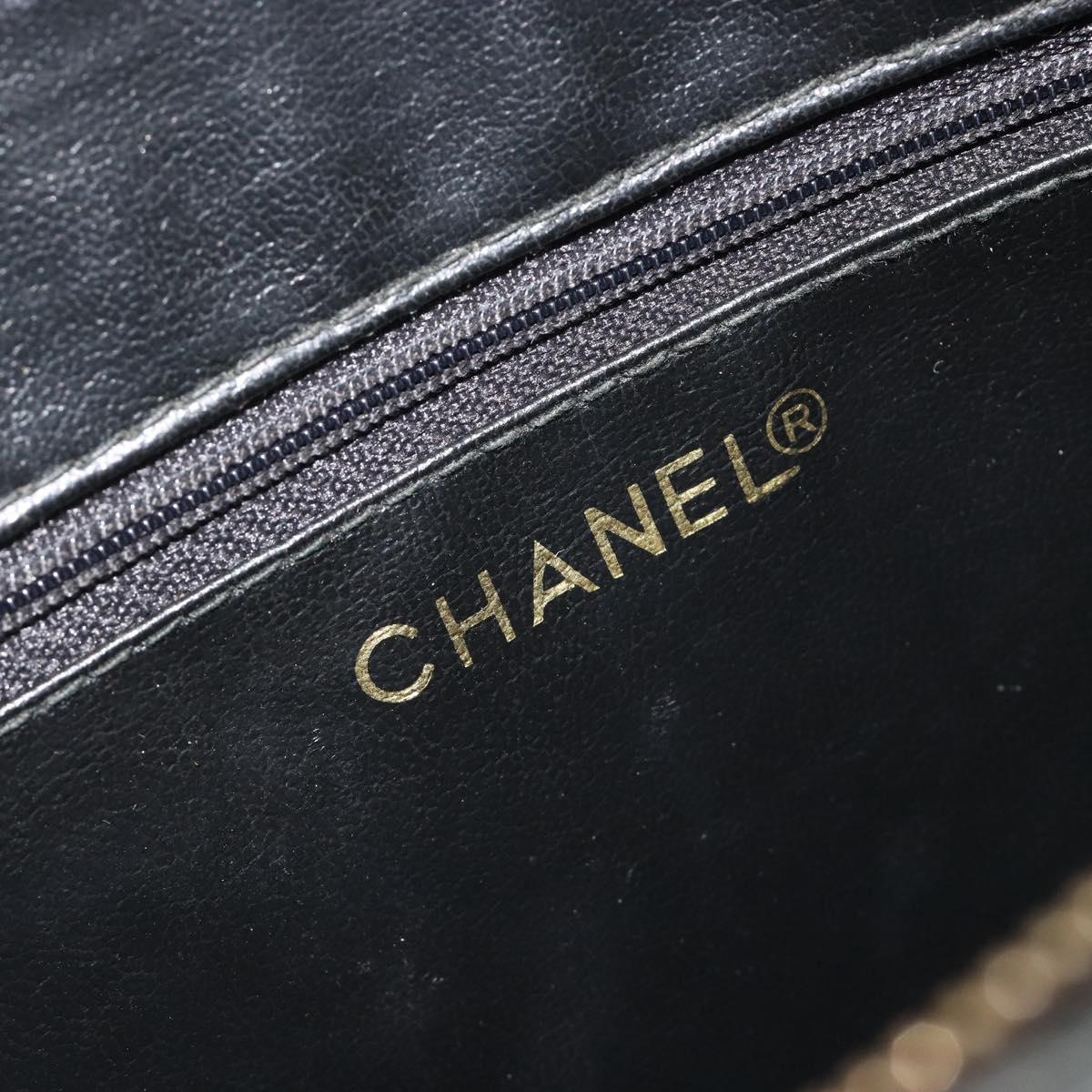 CHANEL Matelasse Chain Shoulder Bag Lamb Skin Black Gold CC Auth BA14203A