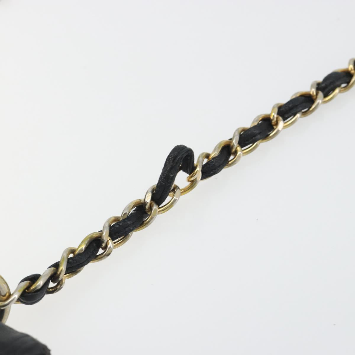 CHANEL Matelasse Chain Shoulder Bag Lamb Skin Black Gold CC Auth BA14204
