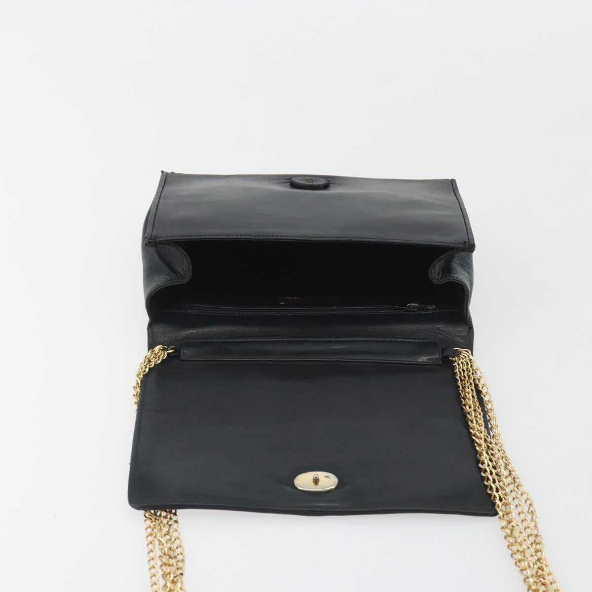 CHANEL Matelasse Chain Shoulder Bag Lamb Skin Black Gold CC Auth BA14205A