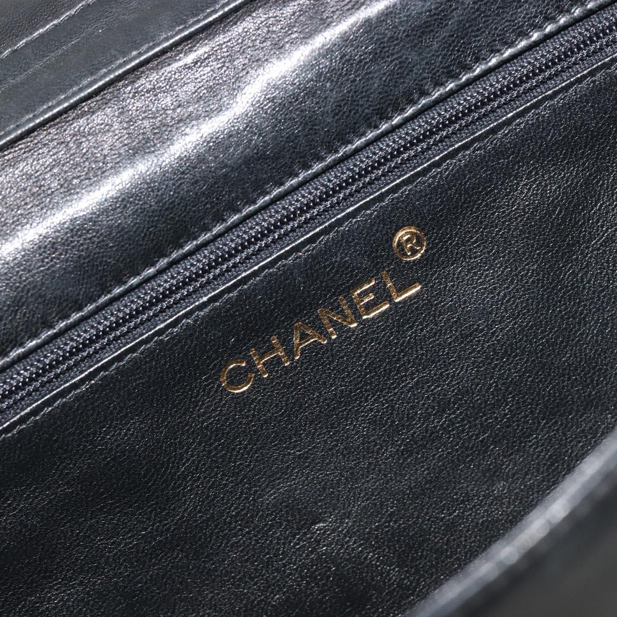 CHANEL Matelasse Chain Shoulder Bag Lamb Skin Black Gold CC Auth BA14205A