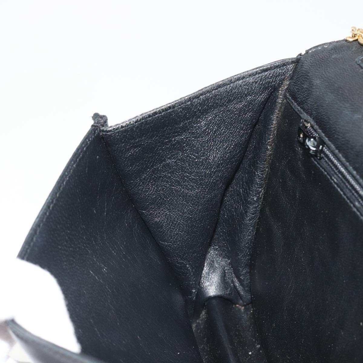 CHANEL Matelasse Chain Shoulder Bag Lamb Skin Black Gold CC Auth BA14205A