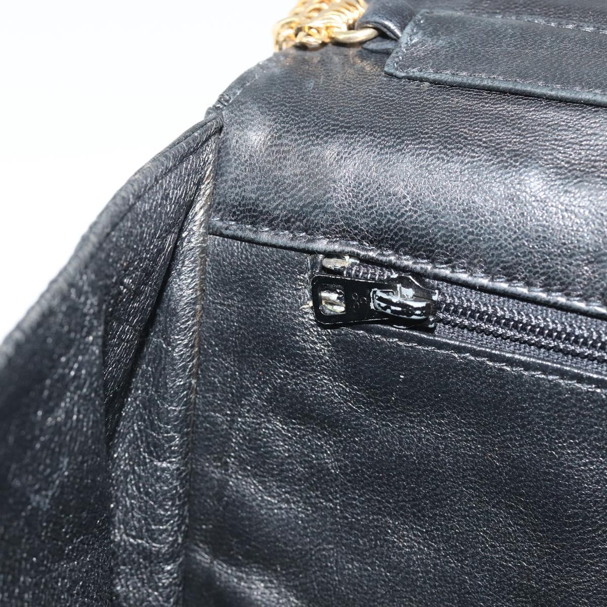 CHANEL Matelasse Chain Shoulder Bag Lamb Skin Black Gold CC Auth BA14205A