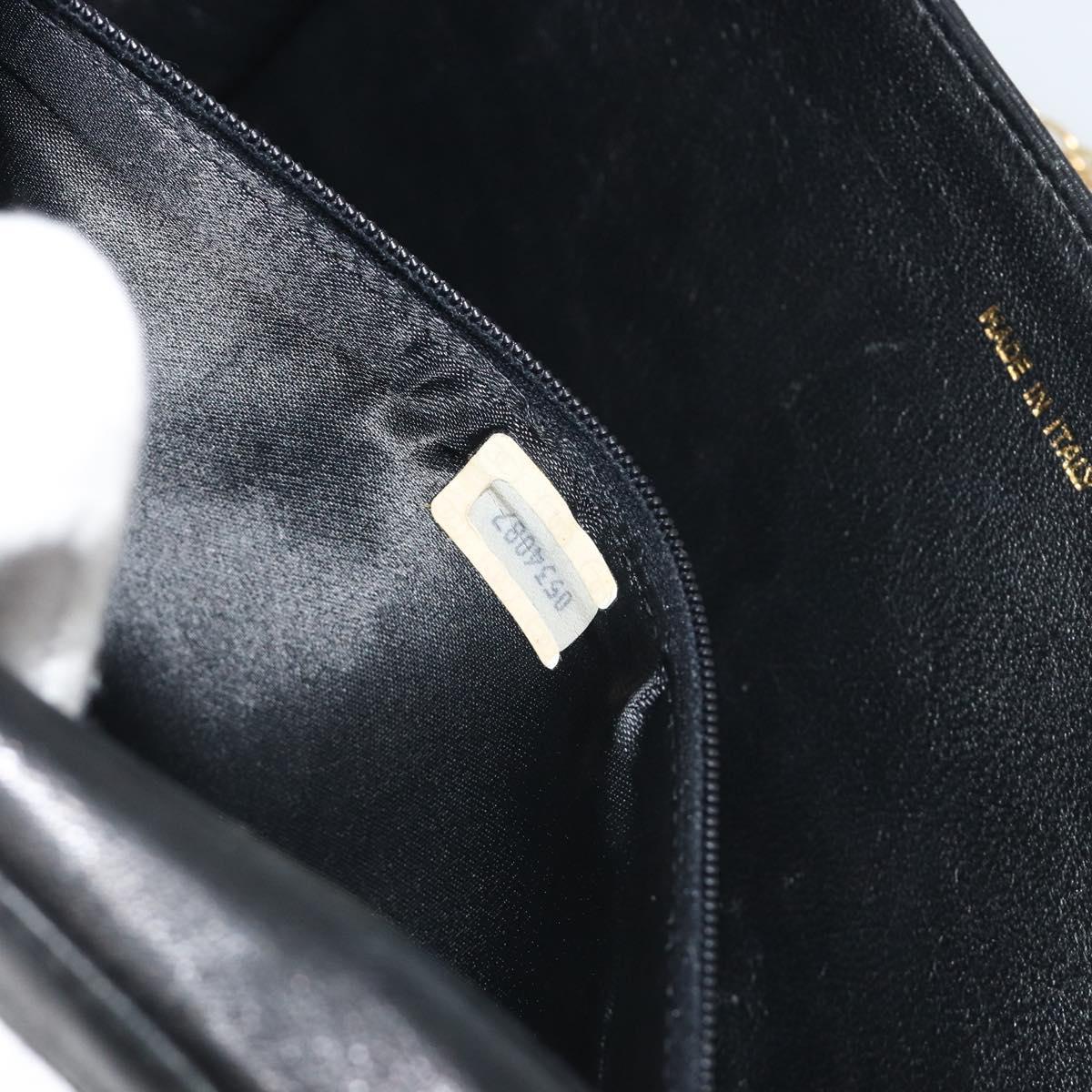 CHANEL Matelasse Chain Shoulder Bag Lamb Skin Black Gold CC Auth BA14205A