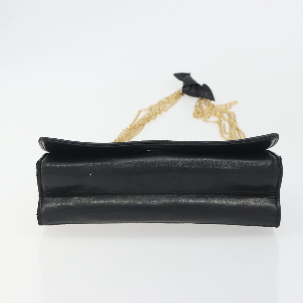 CHANEL Matelasse Chain Shoulder Bag Lamb Skin Black Gold CC Auth BA14205A