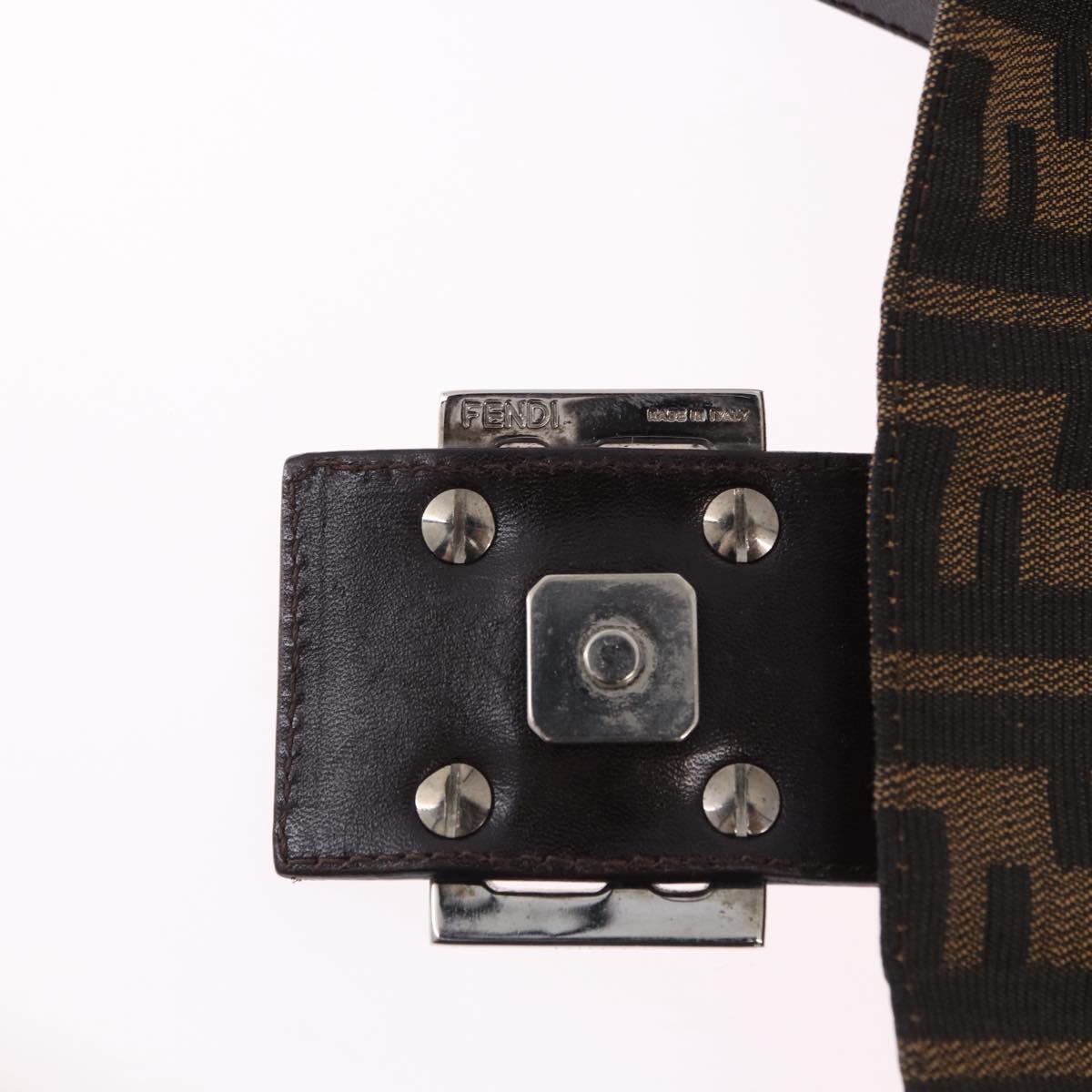 FENDI Zucca Canvas Mamma Baguette Shoulder Bag Brown Silver Auth BA14206SAV