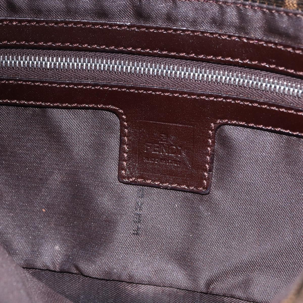FENDI Zucca Canvas Mamma Baguette Shoulder Bag Brown Silver Auth BA14206SAV
