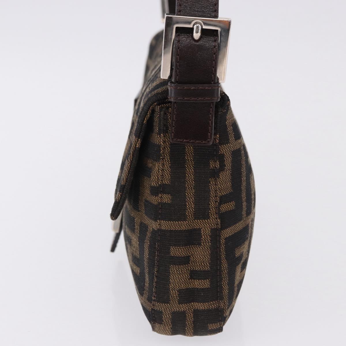 FENDI Zucca Canvas Mamma Baguette Shoulder Bag Brown Silver Auth BA14206SAV