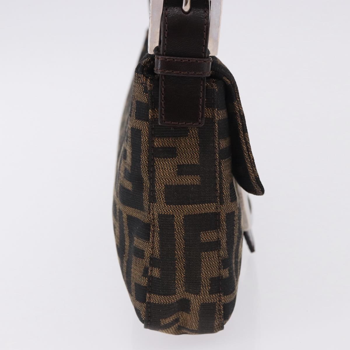 FENDI Zucca Canvas Mamma Baguette Shoulder Bag Brown Silver Auth BA14206SAV