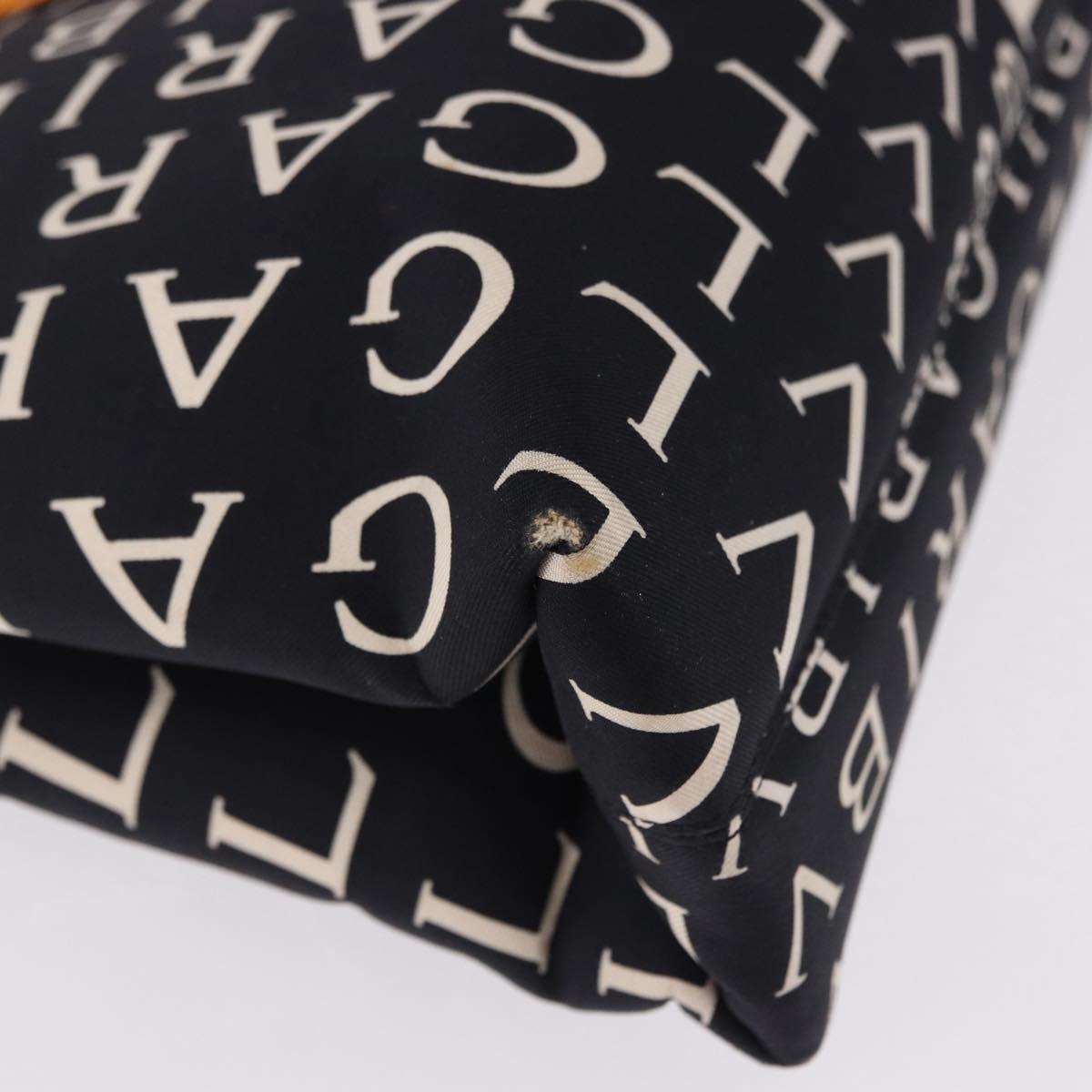 BVLGARI Logo Mania Tote Bag Nylon Black Orange Auth BA14208
