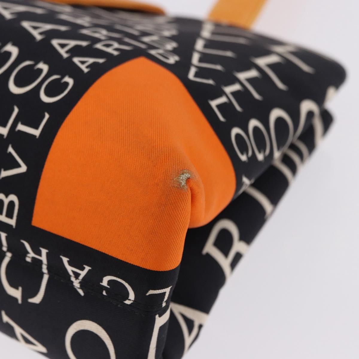 BVLGARI Logo Mania Tote Bag Nylon Black Orange Auth BA14208