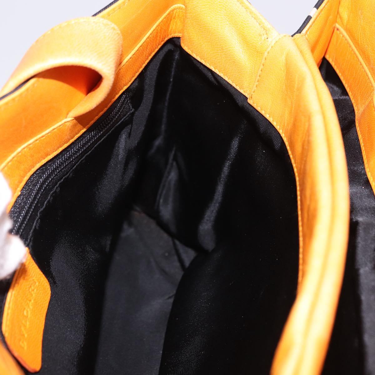 BVLGARI Logo Mania Tote Bag Nylon Black Orange Auth BA14208