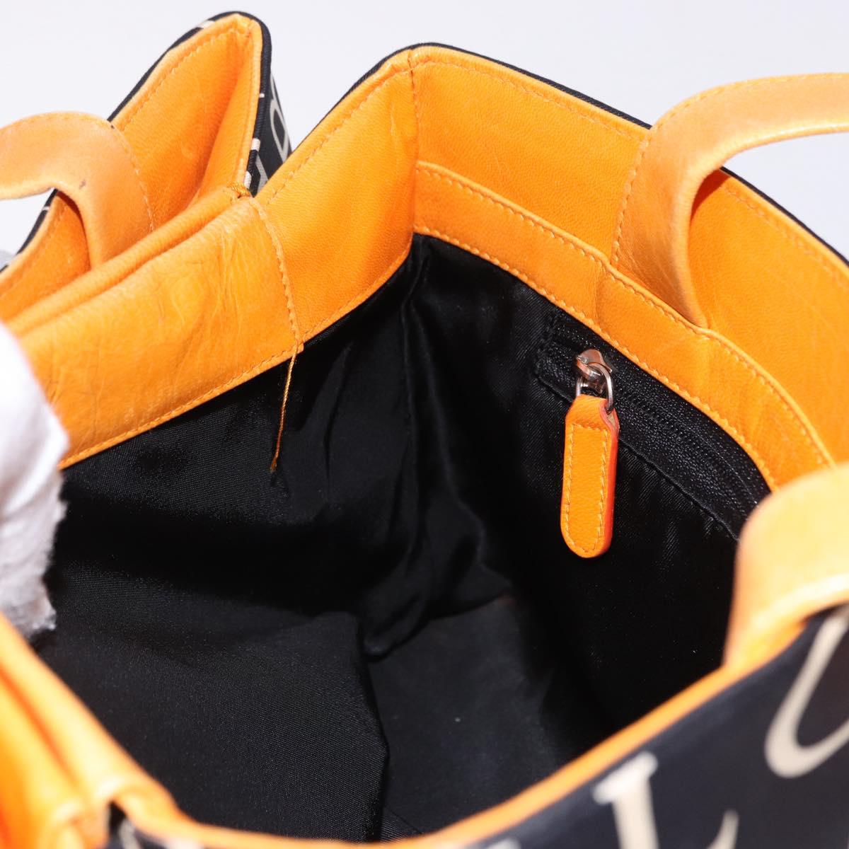 BVLGARI Logo Mania Tote Bag Nylon Black Orange Auth BA14208