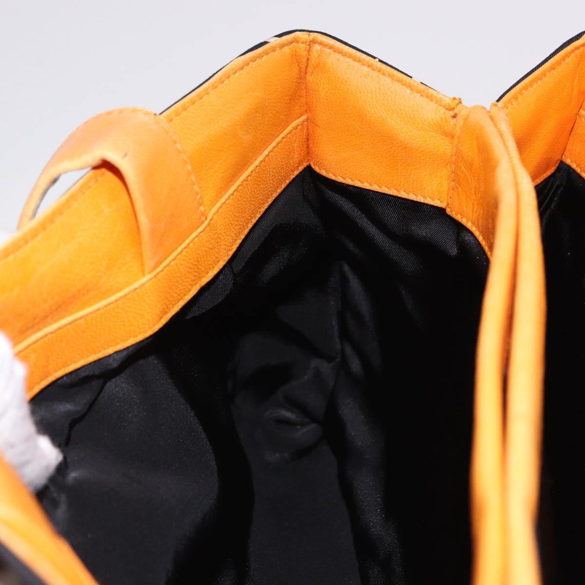BVLGARI Logo Mania Tote Bag Nylon Black Orange Auth BA14208