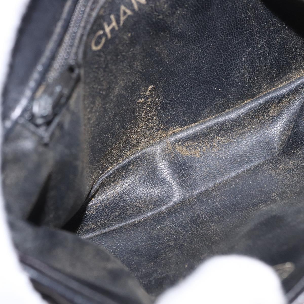 CHANEL Matelasse Waist Bag Lamb Skin Black Gold CC Auth BA14210