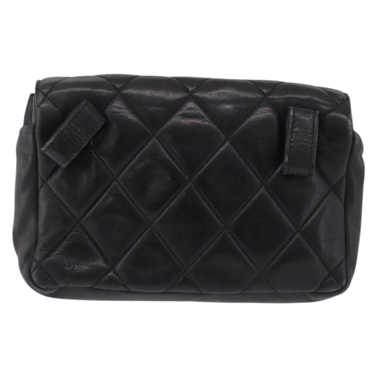 CHANEL Matelasse Waist bag Lamb Skin Red Gold CC Auth BA14211