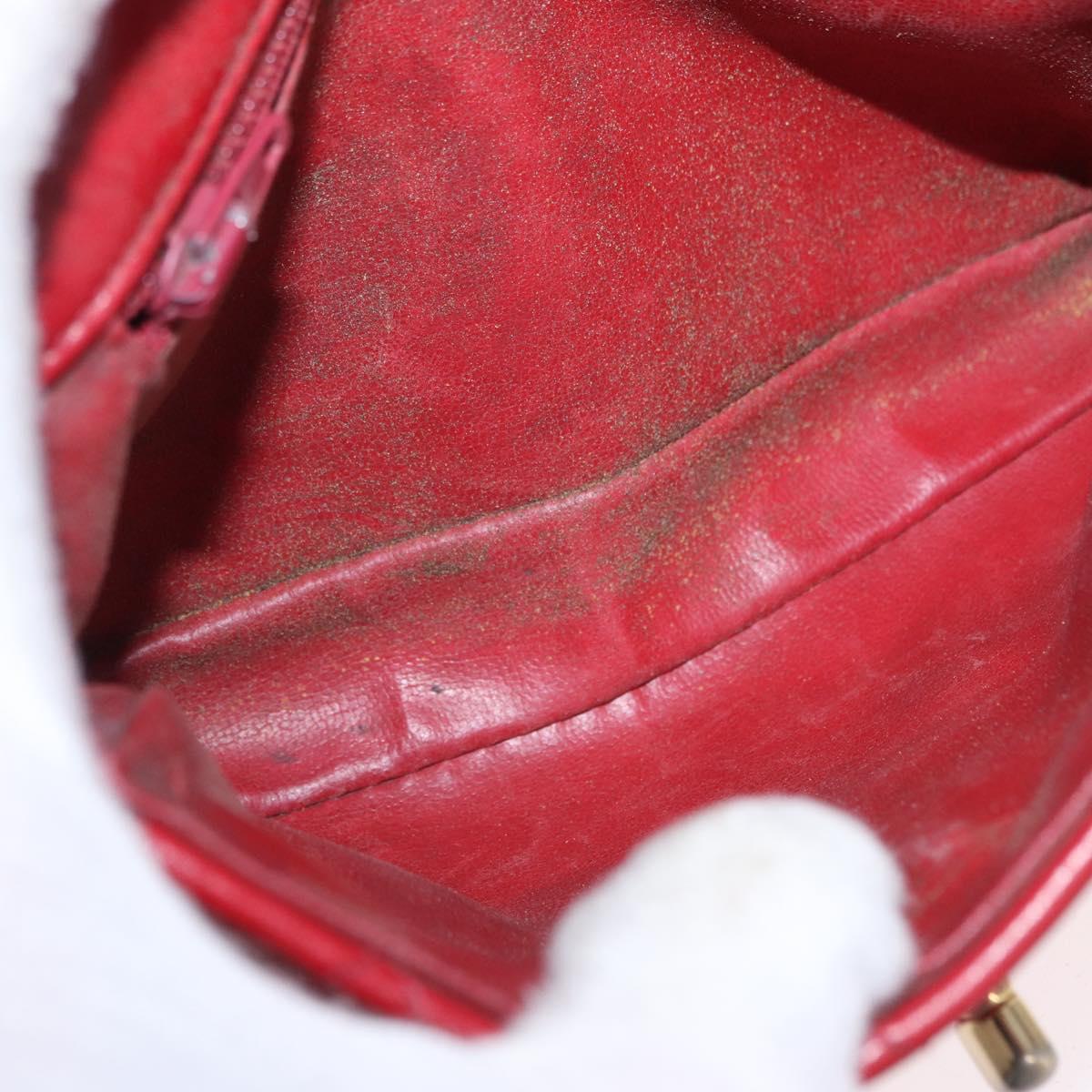CHANEL Matelasse Waist Bag Lamb Skin Red Gold CC Auth BA14212